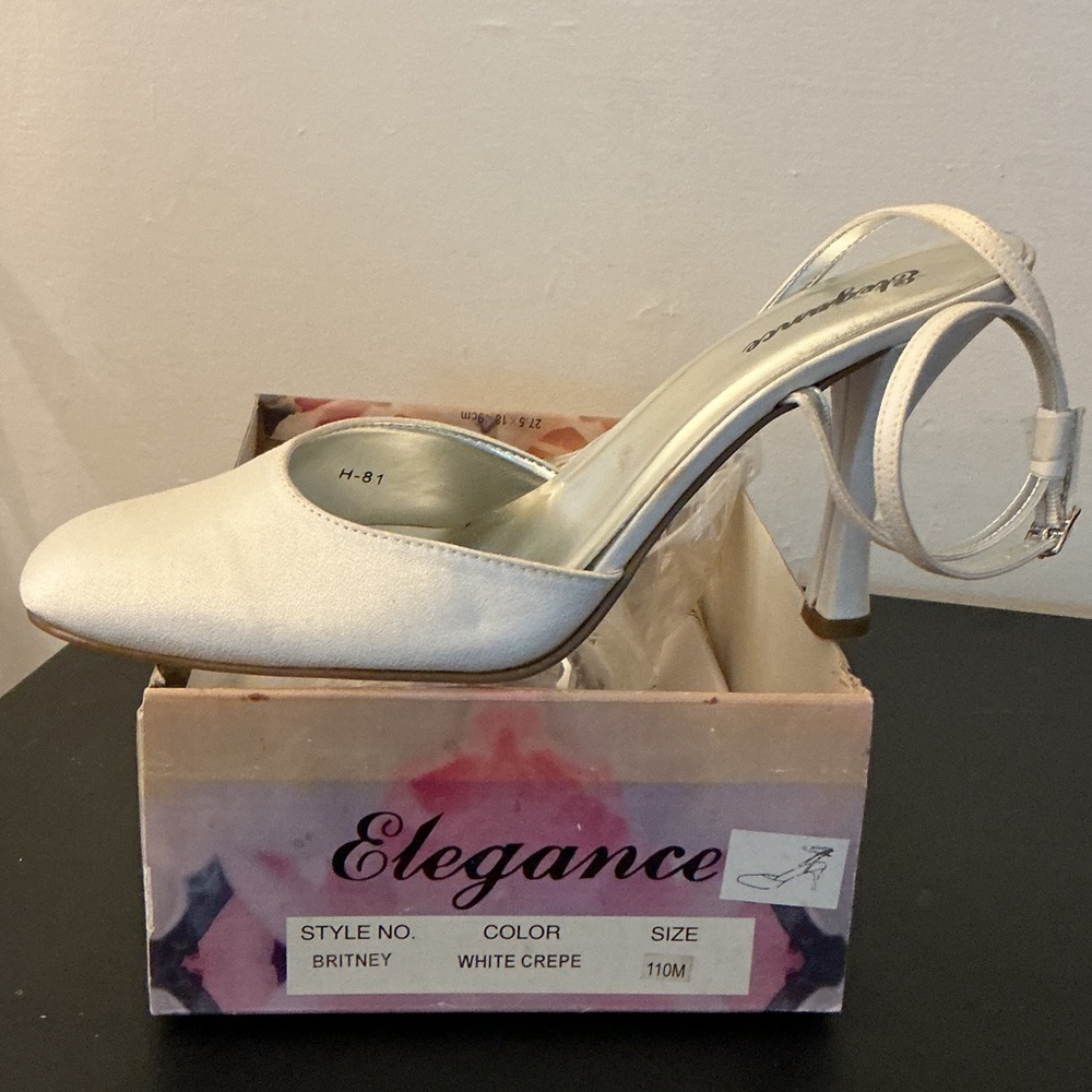 White Crepe Women's Heels